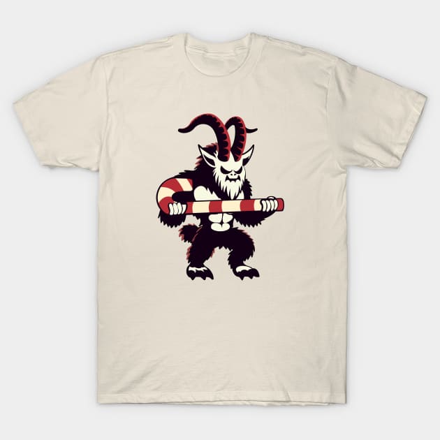 Krampus lifting candy canes at the gym T-Shirt by Horrible Bunny